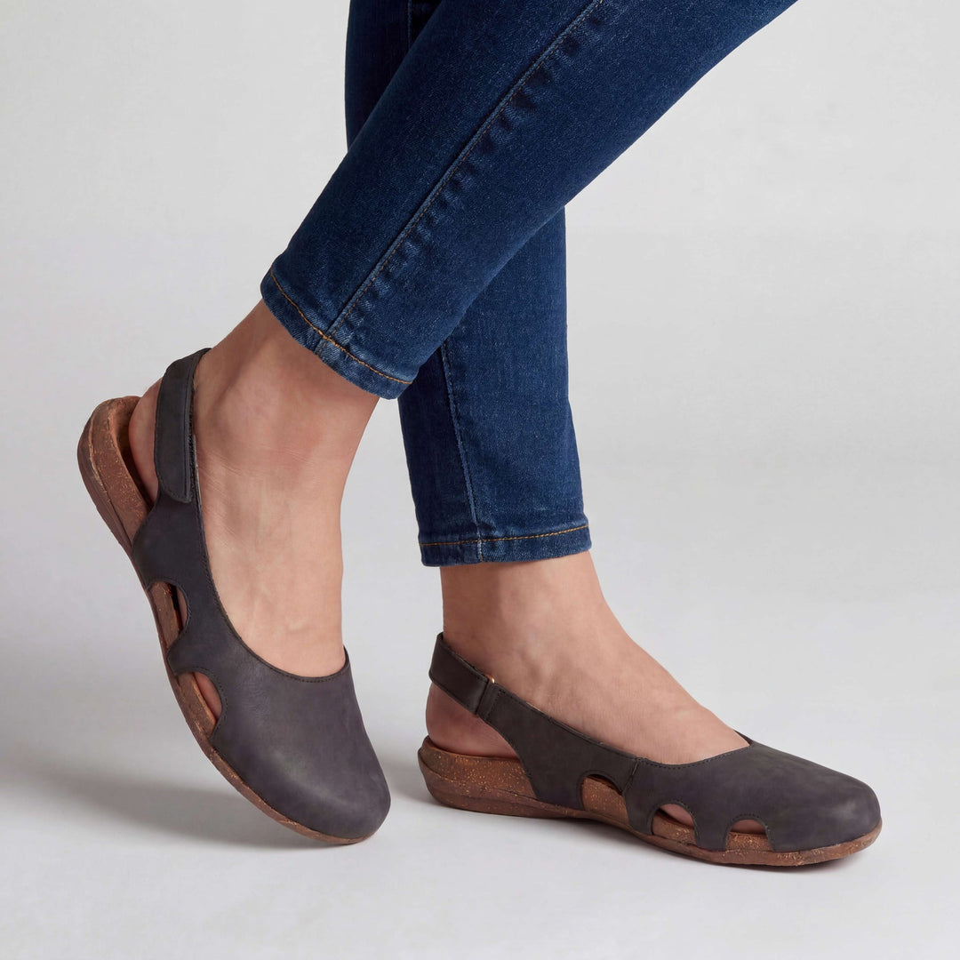 Nathilie - Closed Toe Slingback Shoes with Cutouts