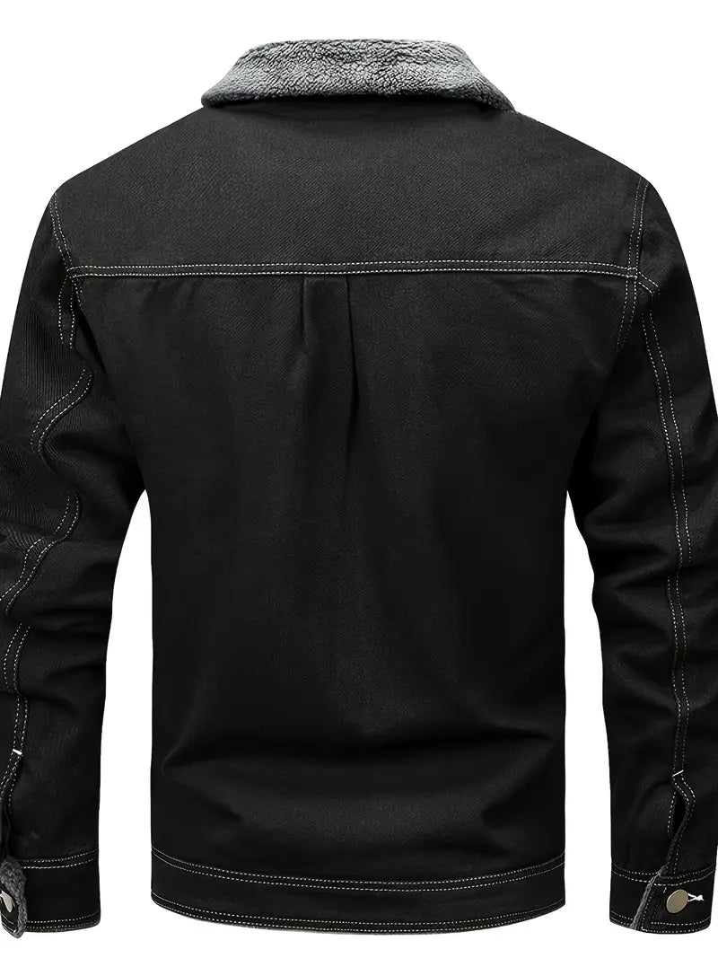 Geoffroy - Vintage Denim Jacket With Fleece Lining