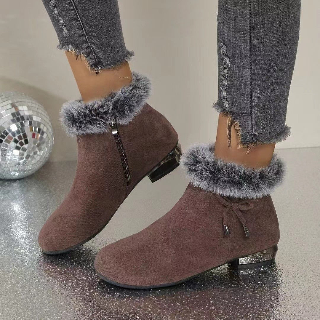Cassily - Fur Trim Ankle Boots
