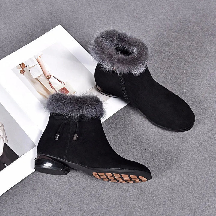 Cassily - Fur Trim Ankle Boots