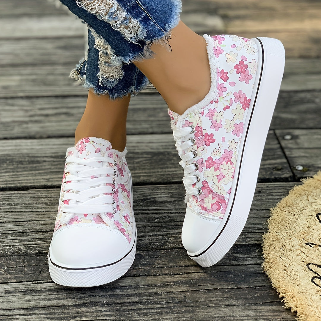 Bristy - Floral Print Lace-Up Shoes