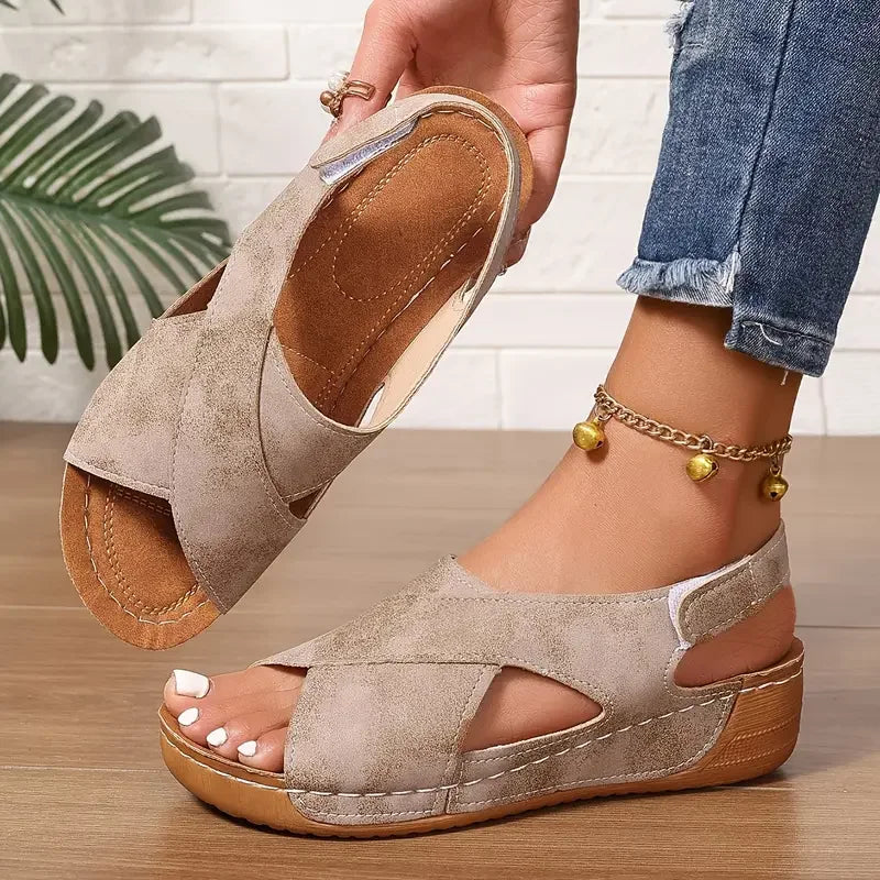 Clarisa - Cross Strap Wedge Sandal