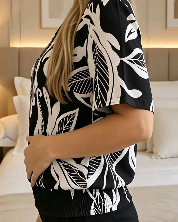 Isheba - Elegant Short Sleeve Blouse