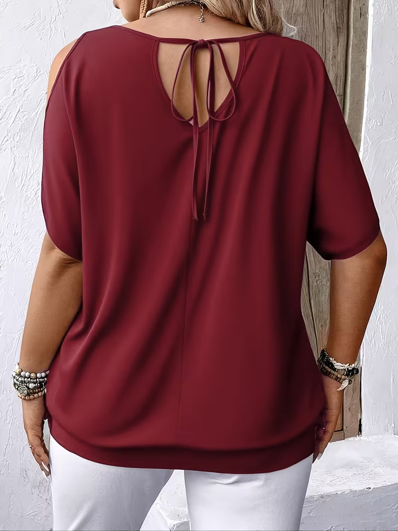 Liris - Off-Shoulder Tie-Back Print Top
