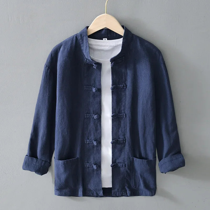 Ffinian - Cotton And Linen Mandarin Shirt