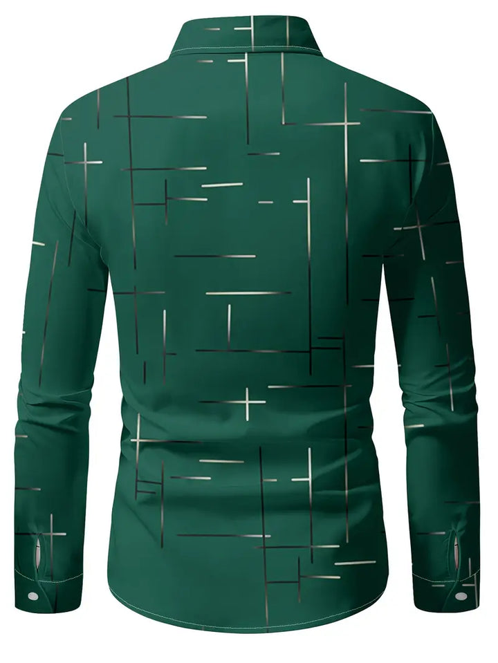 Nerio - Geometric Print Long Sleeve Shirt