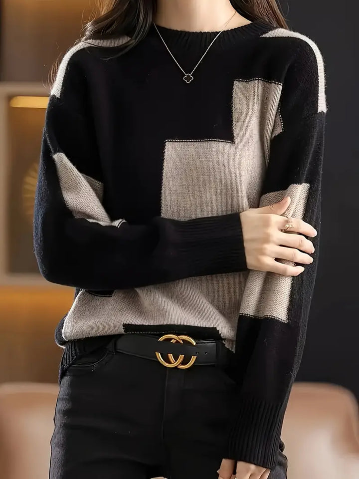 Gala - Elegant Long Sleeve Sweater With Geometric Pattern