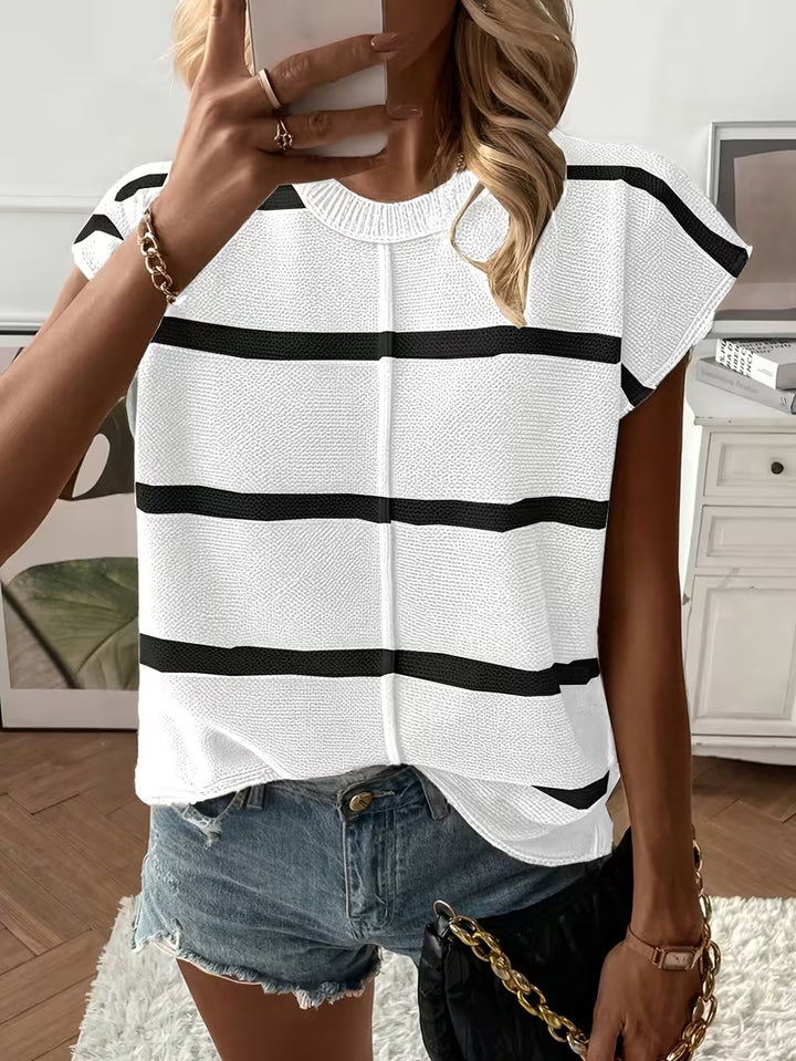 Enila - Round Neck Knitted Striped Sweater