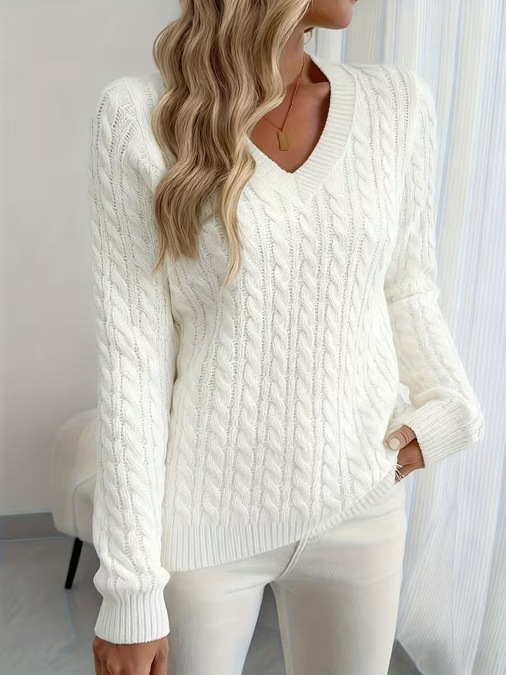 Lenea - Cable Knit Long Sleeve Sweater