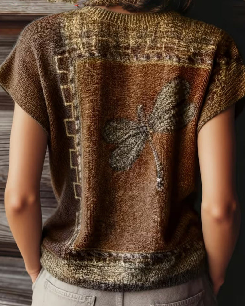 Dyniza - Knitted Sweater With Dragonfly Print