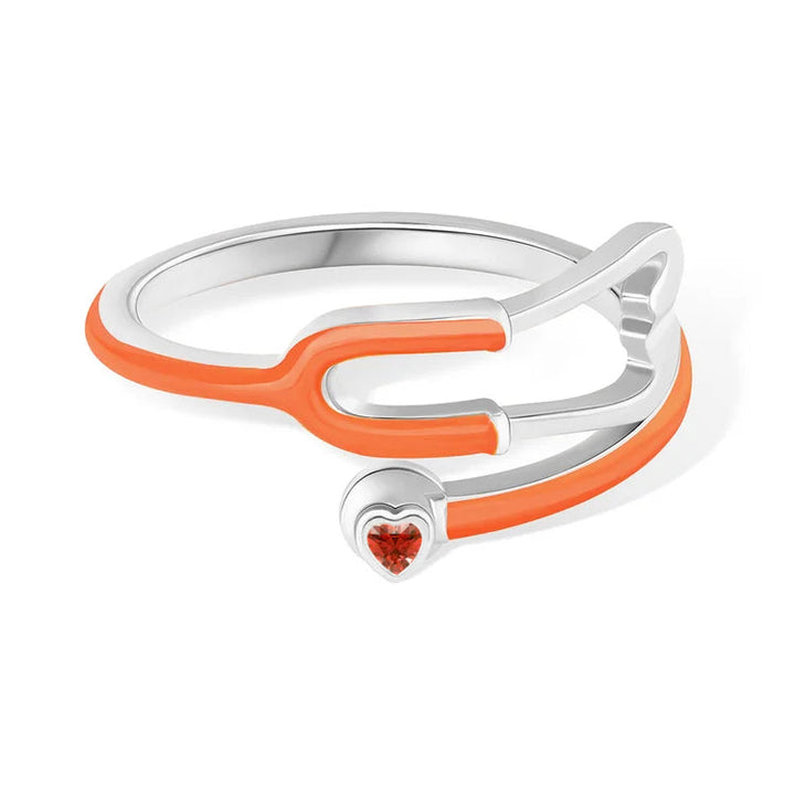 Caitleen - Stethoscope Ring With Heart Birthstone