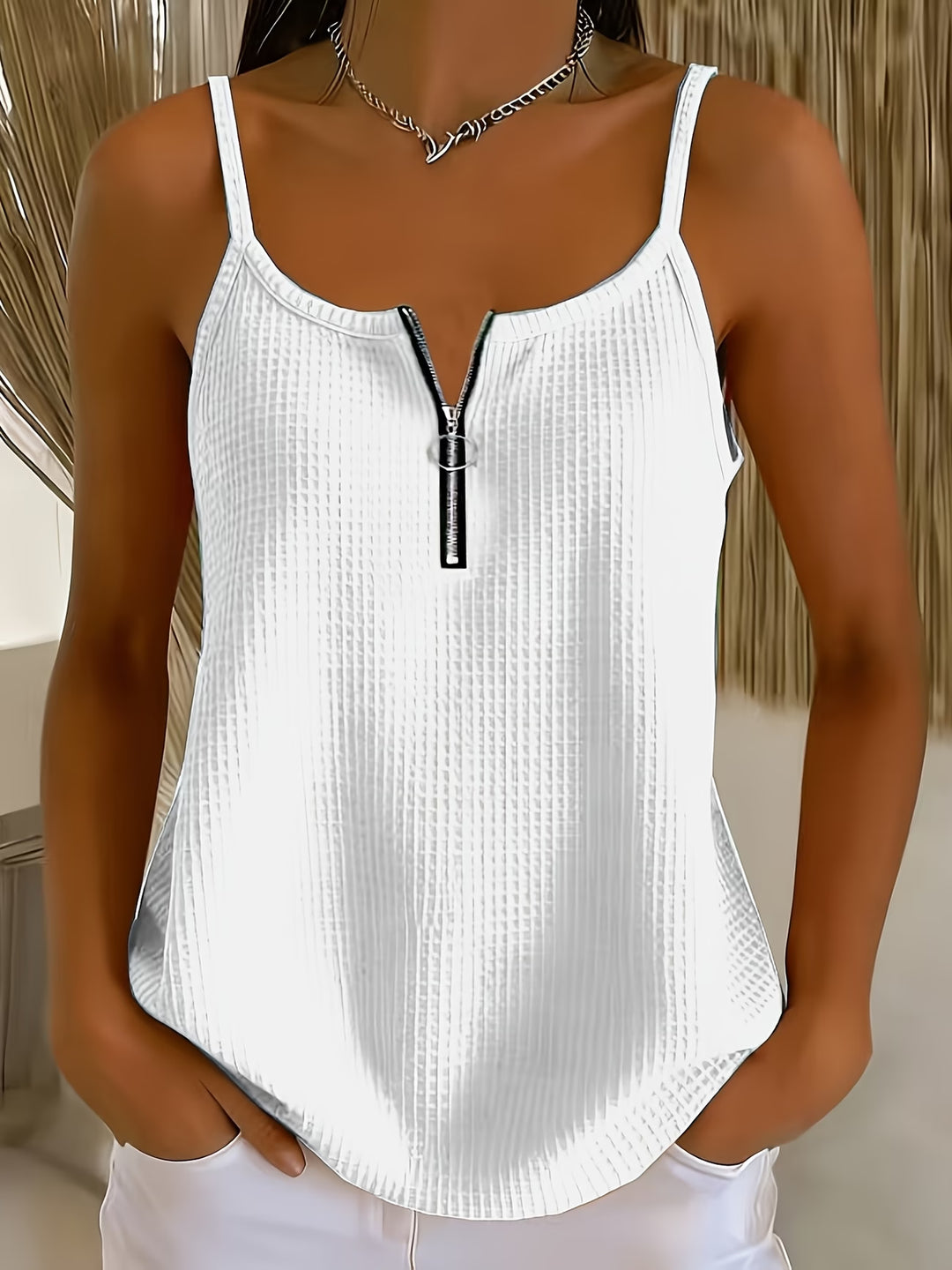 Zorja - Sleeveless Zip Neck Top