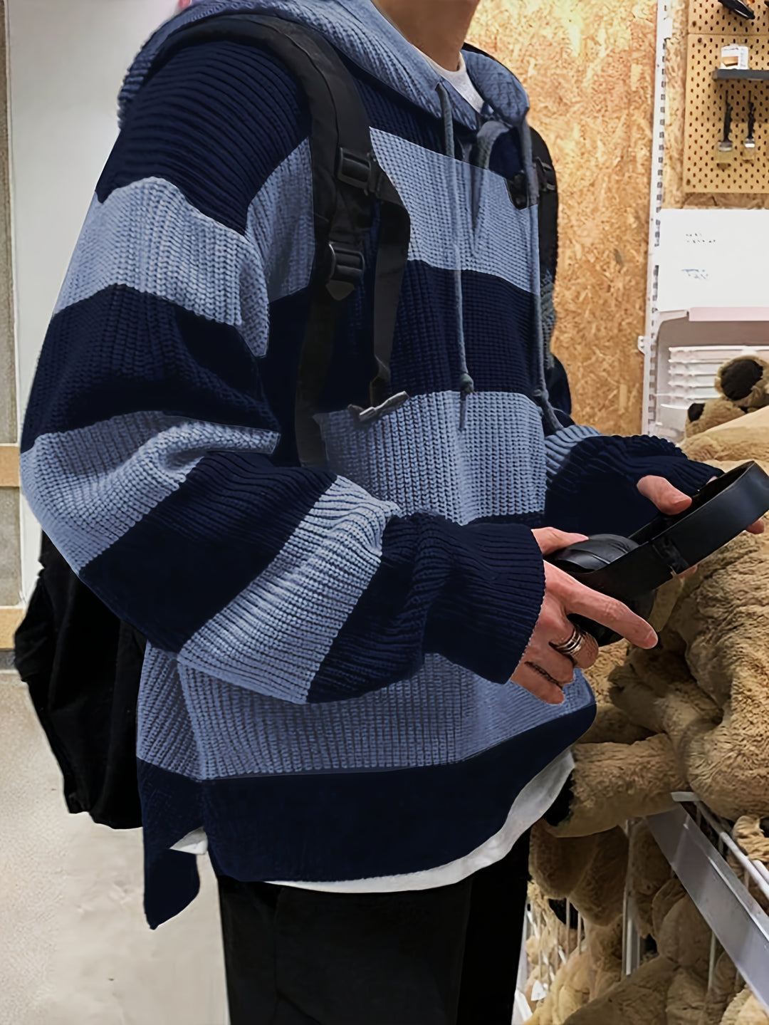 Tenzin - Oversized Striped Knitted Hoodie