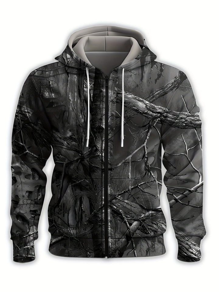 Whitaker - Branch Printed Hoodie With Zip Up