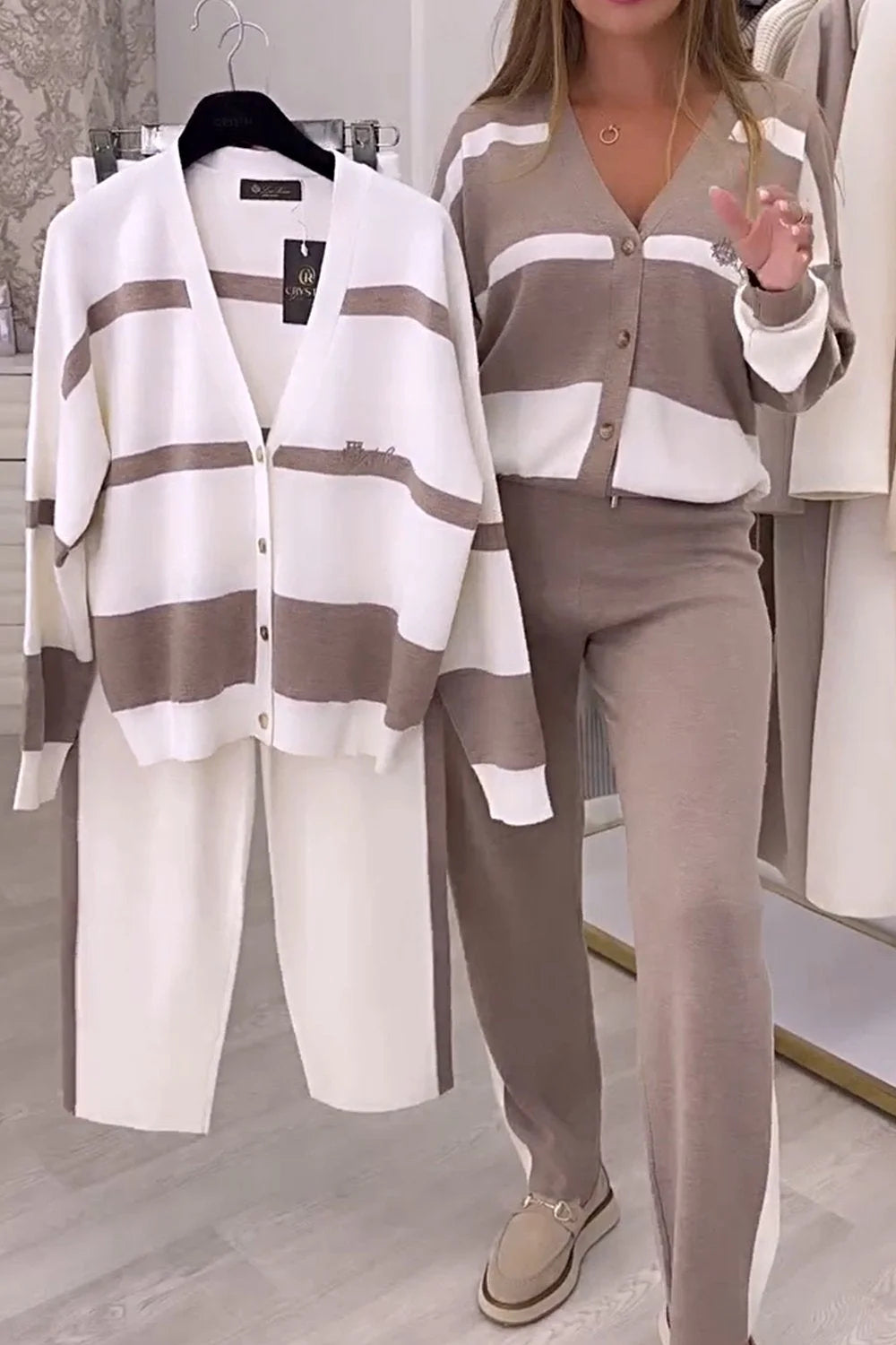 Fridolina - Fashionable Knitted Two-Piece Set