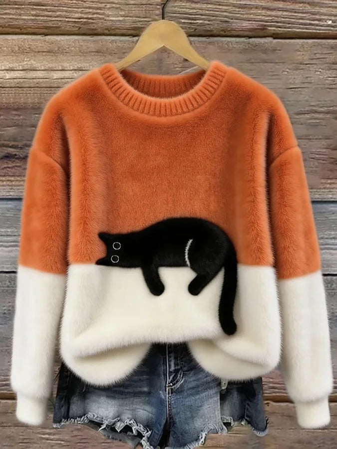 Zaidia – Cozy Knitted Sweater with Cute Cat