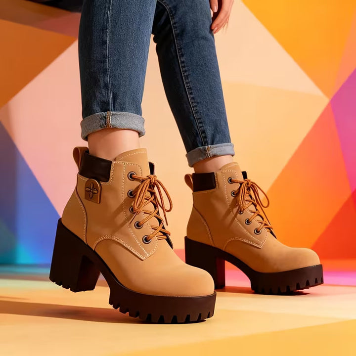 Paletta - Lace-Up Chunky Heel Ankle Boots