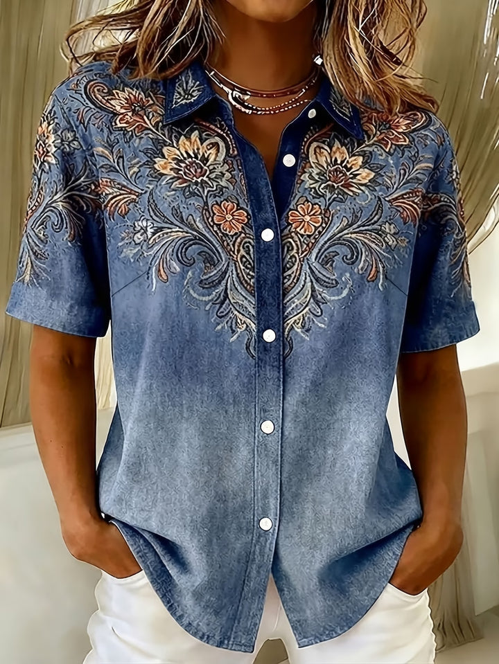 Marcelena - Casual Button Up Short Sleeve Shirt