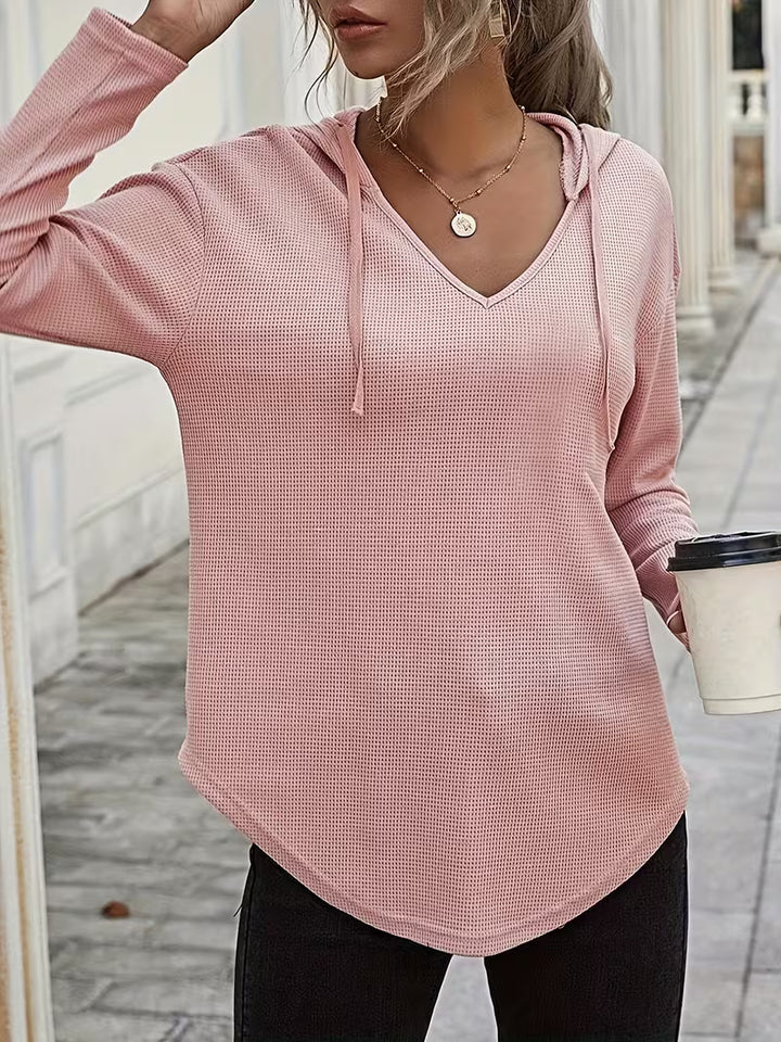 Heydi - Long Sleeve Curved Hem Hooded Sweatshirt