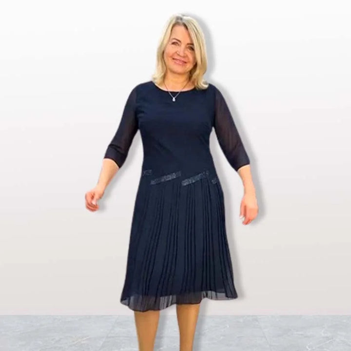 Kiernan - Elegant Round Neck Midi Dress