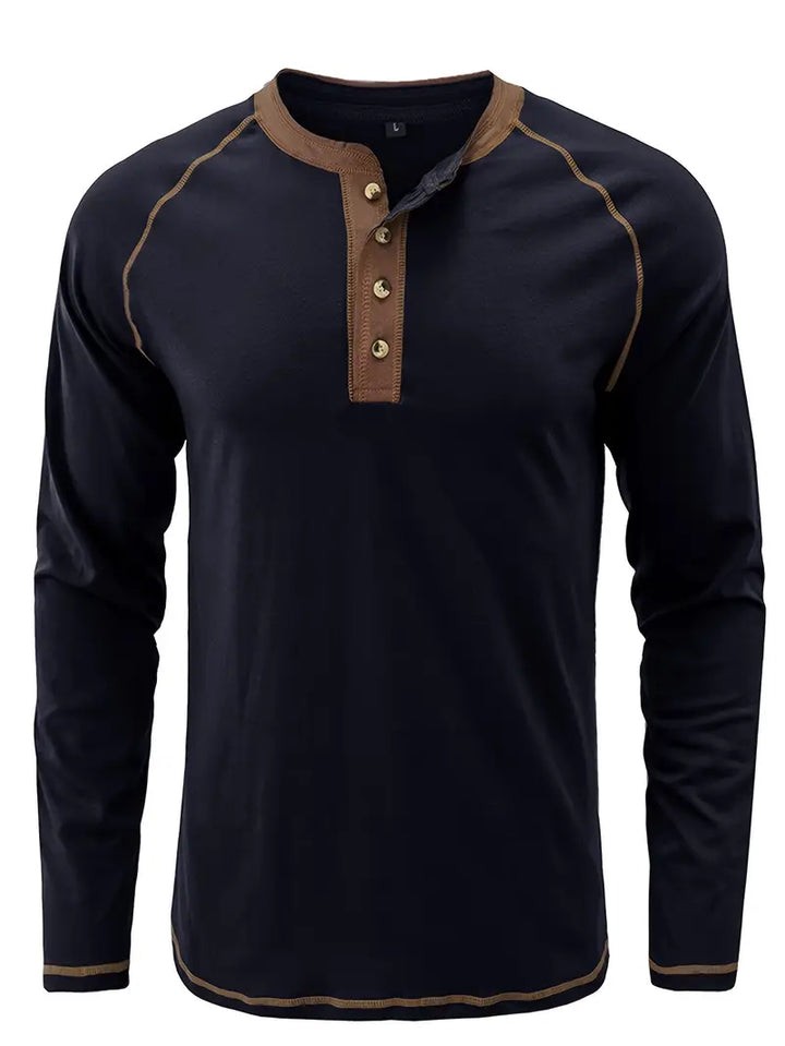 Sharma - Long Sleeve Crew Neck Henley Shirt