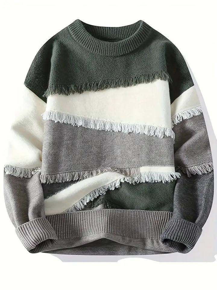 Derrick - Frayed Knitted Sweater With Long Sleeve