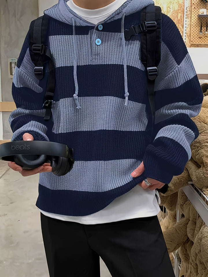 Tenzin - Oversized Striped Knitted Hoodie