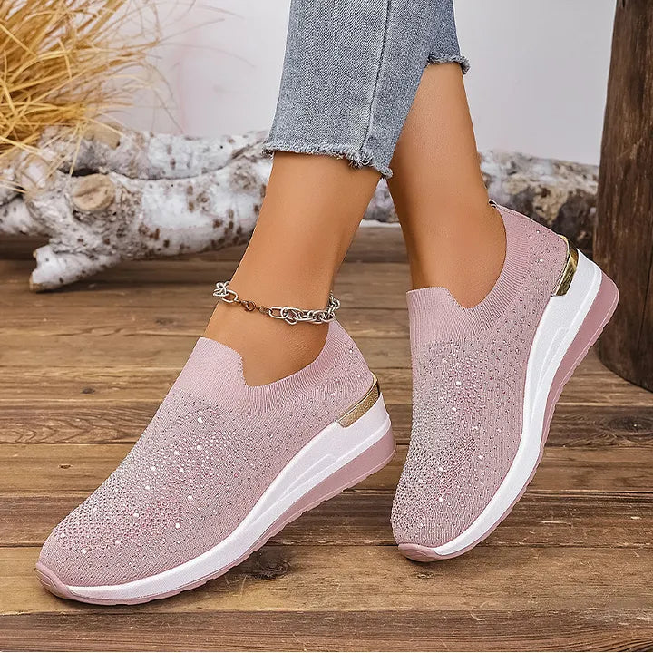 Josia - Rhinestone Butterfly Pattern Slip-on Sneakers