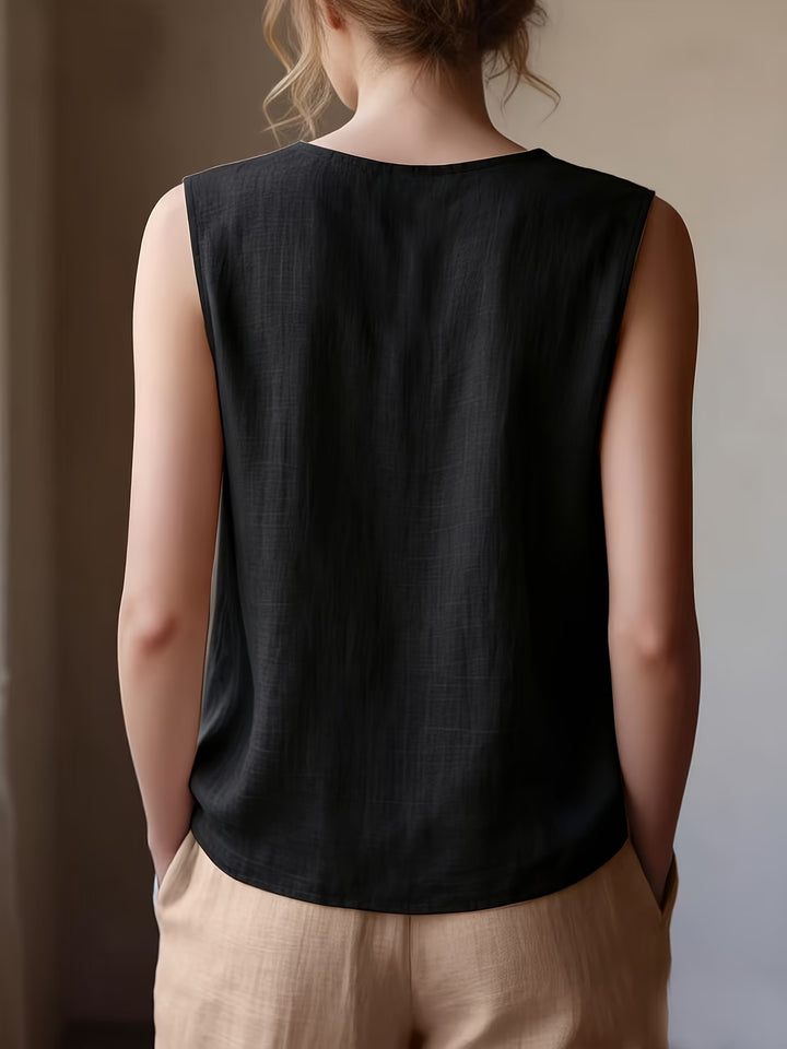 Safiya - Sleeveless Ruffle Neck Blouse