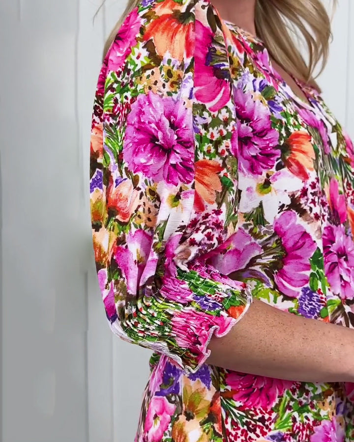 Niliza - Short Sleeve Floral Blouse