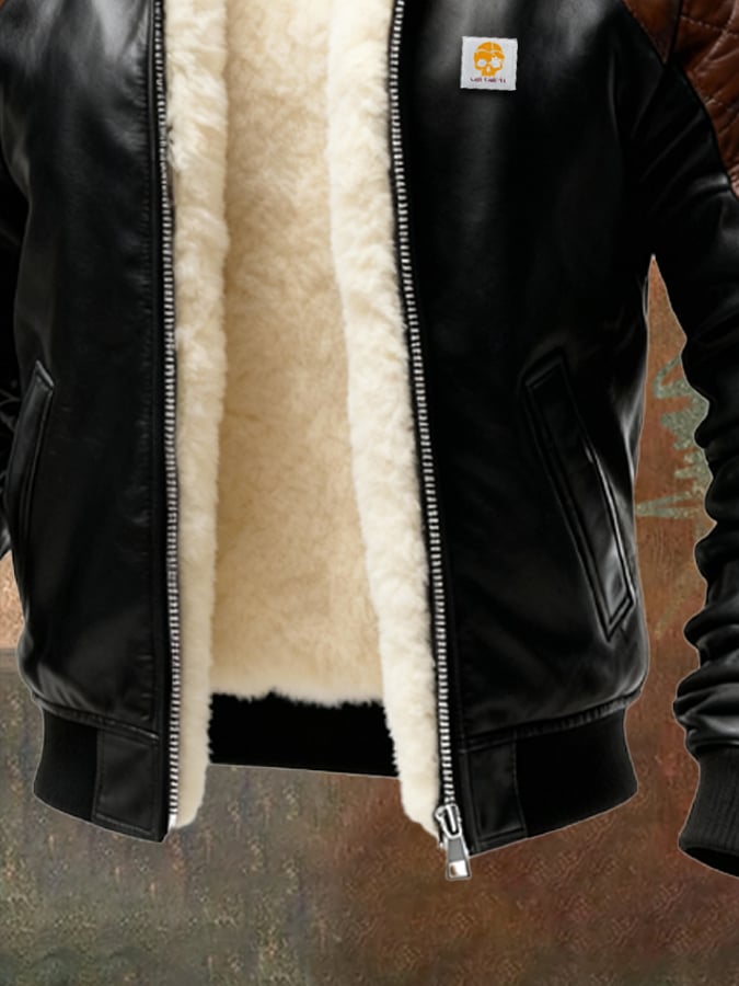 Enzo- Quilted Plush Lined Lether Jacket