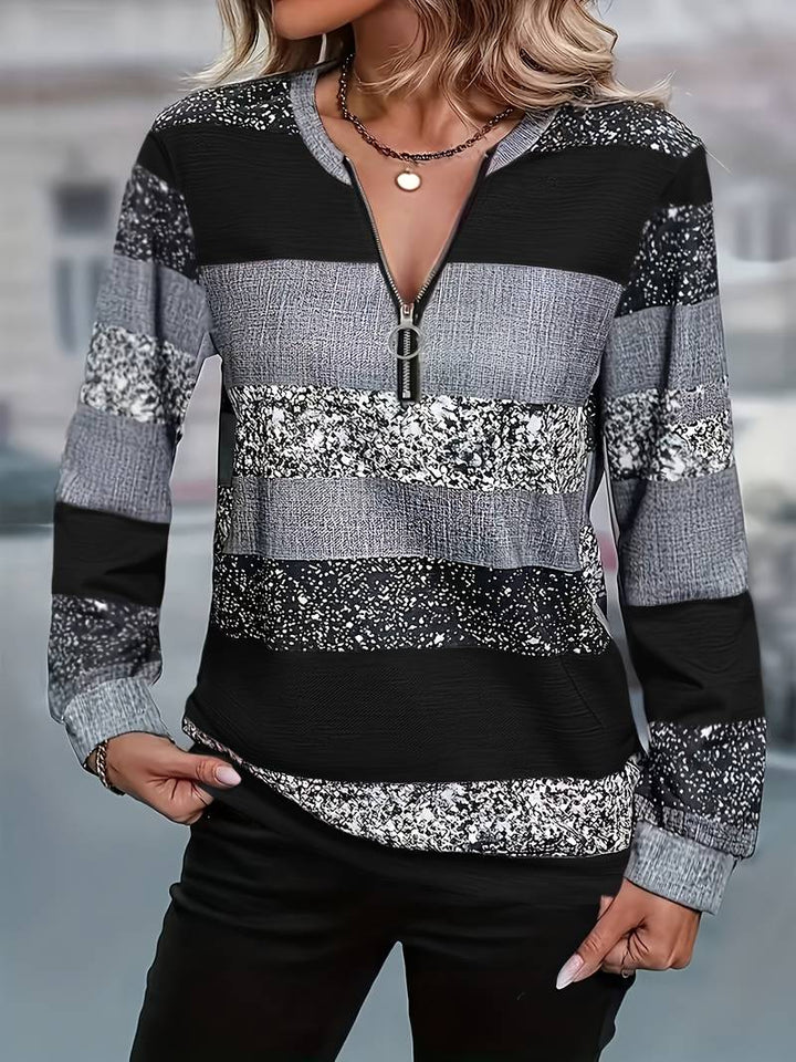 Avital - Casual Striped Sweater With Zipper