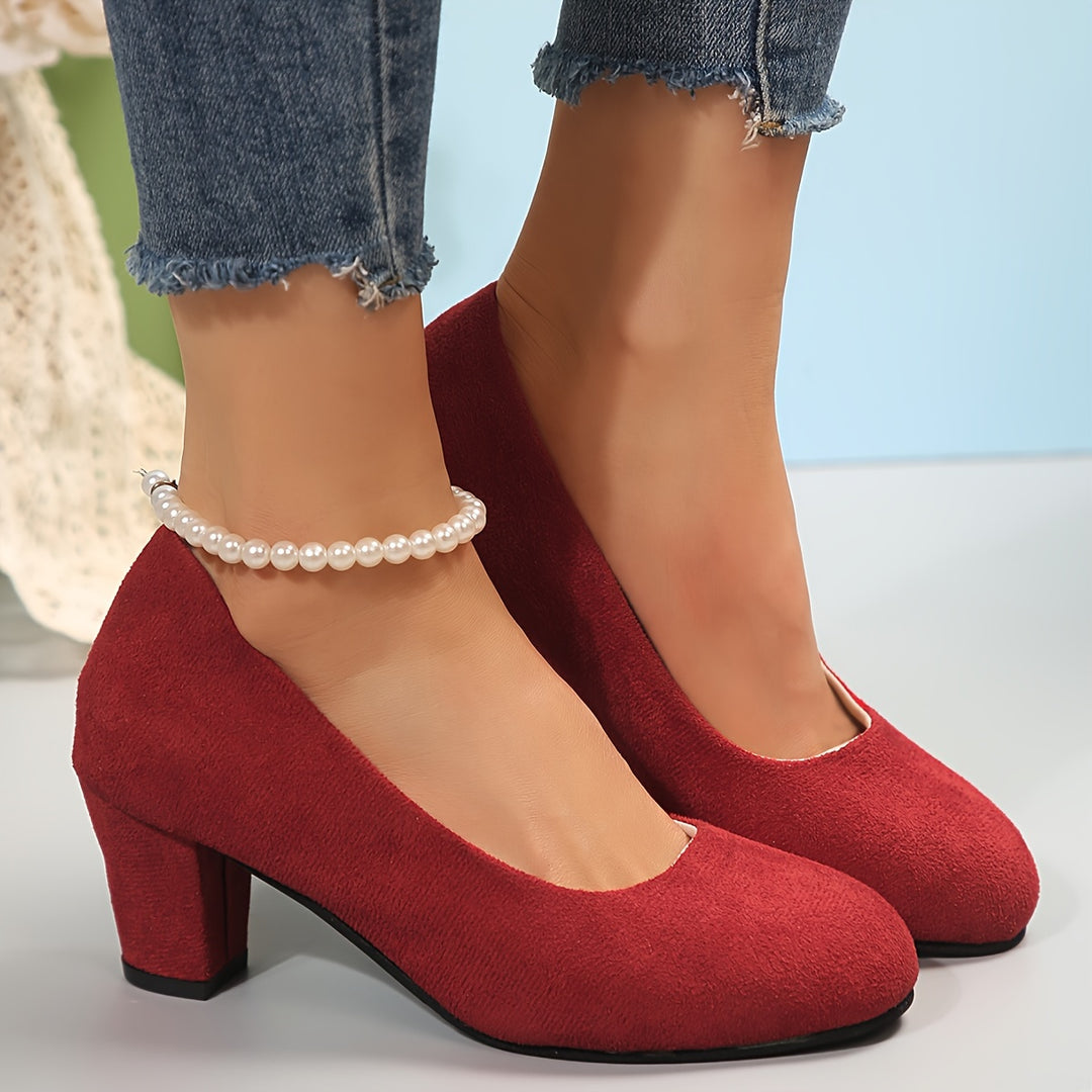 Kirstten - Suede Block Heel Pumps
