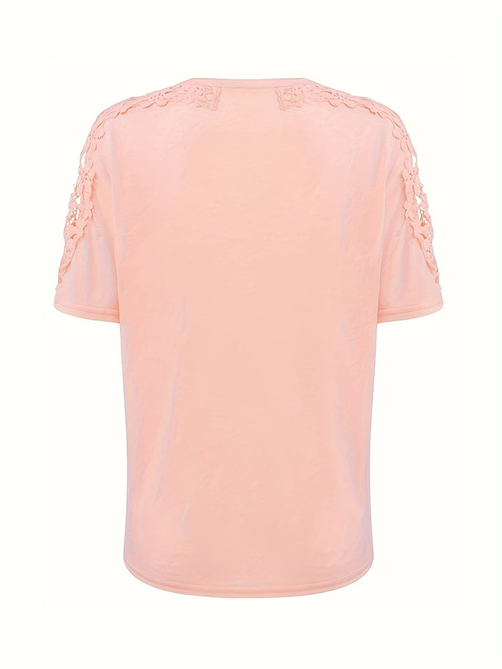 Ancuta - Elegant Summer Short Sleeve T Shirt With Lace