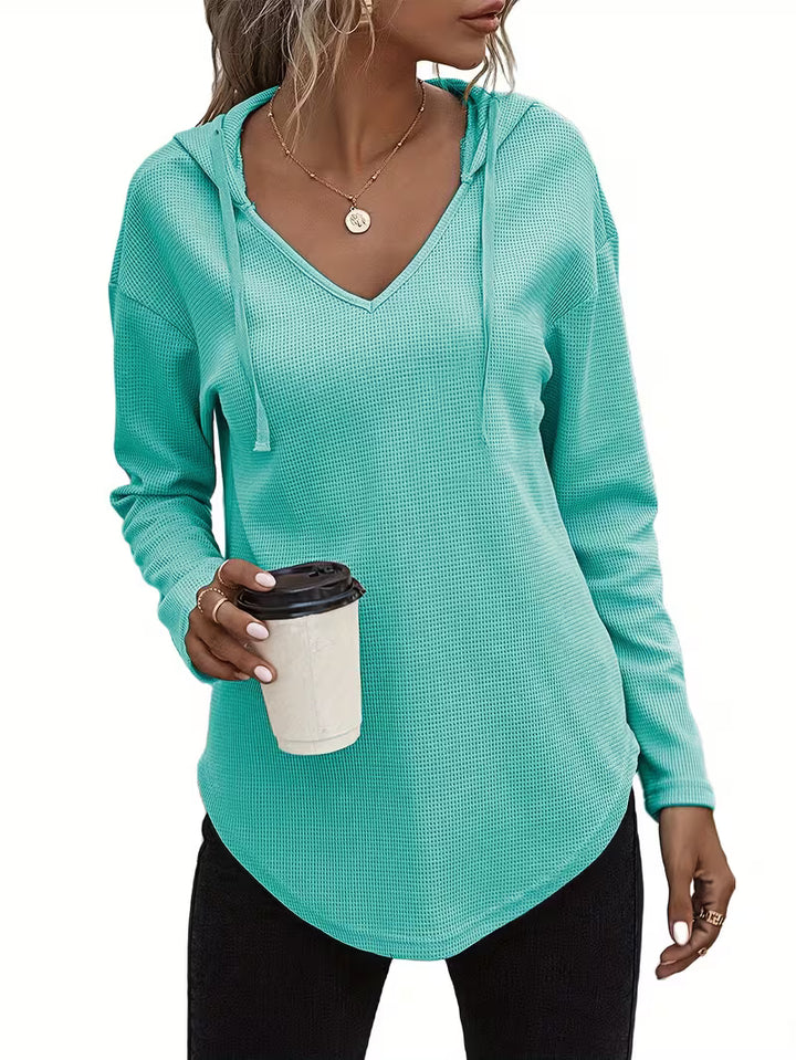 Heydi - Long Sleeve Curved Hem Hooded Sweatshirt
