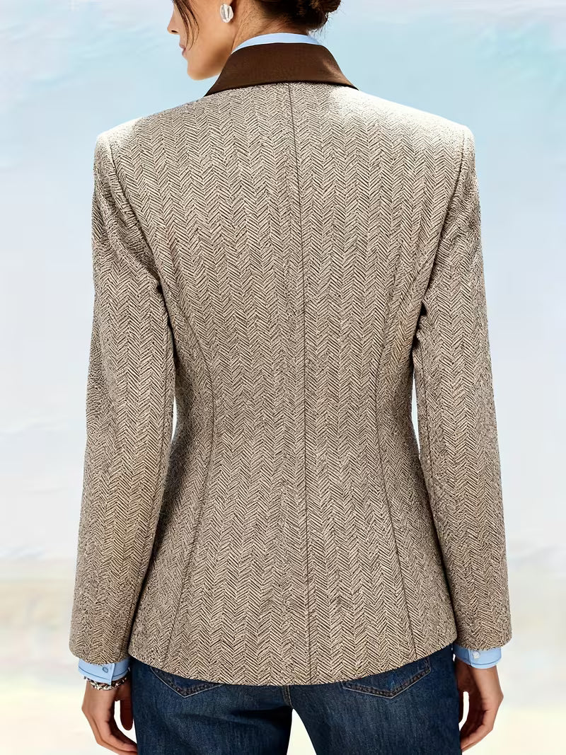Yessica - Long Sleeve Stripe Pattern Coat
