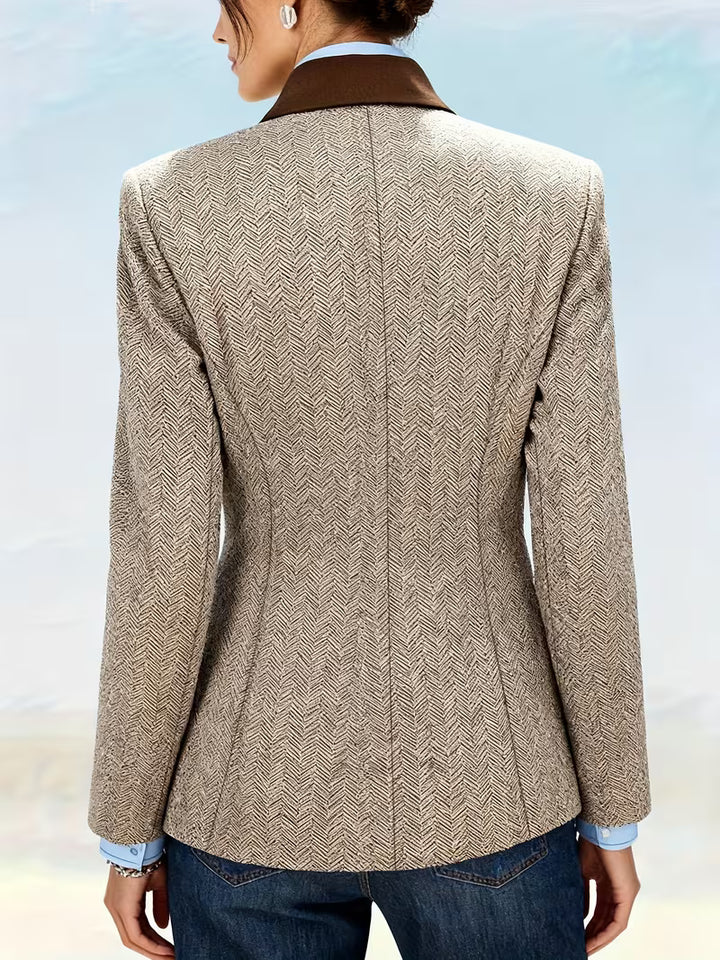 Yessica - Long Sleeve Stripe Pattern Coat