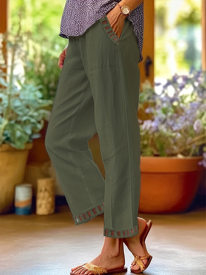 Tracey - Contrast Trim Cropped Pants