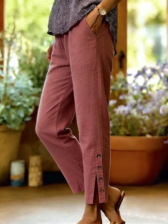 Kileza - Casual Loose Fit Trousers With Buttons