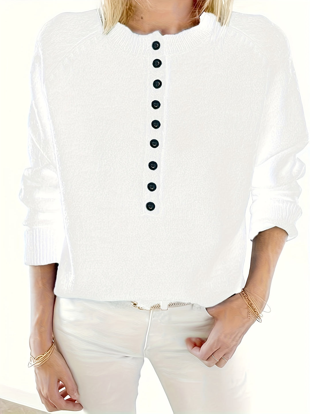 Yelena - Long Sleeve Button-Up Sweater