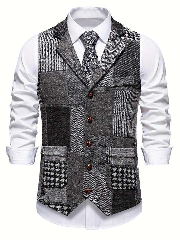 Saverse - Patchwork Herringbone Tweed Vest