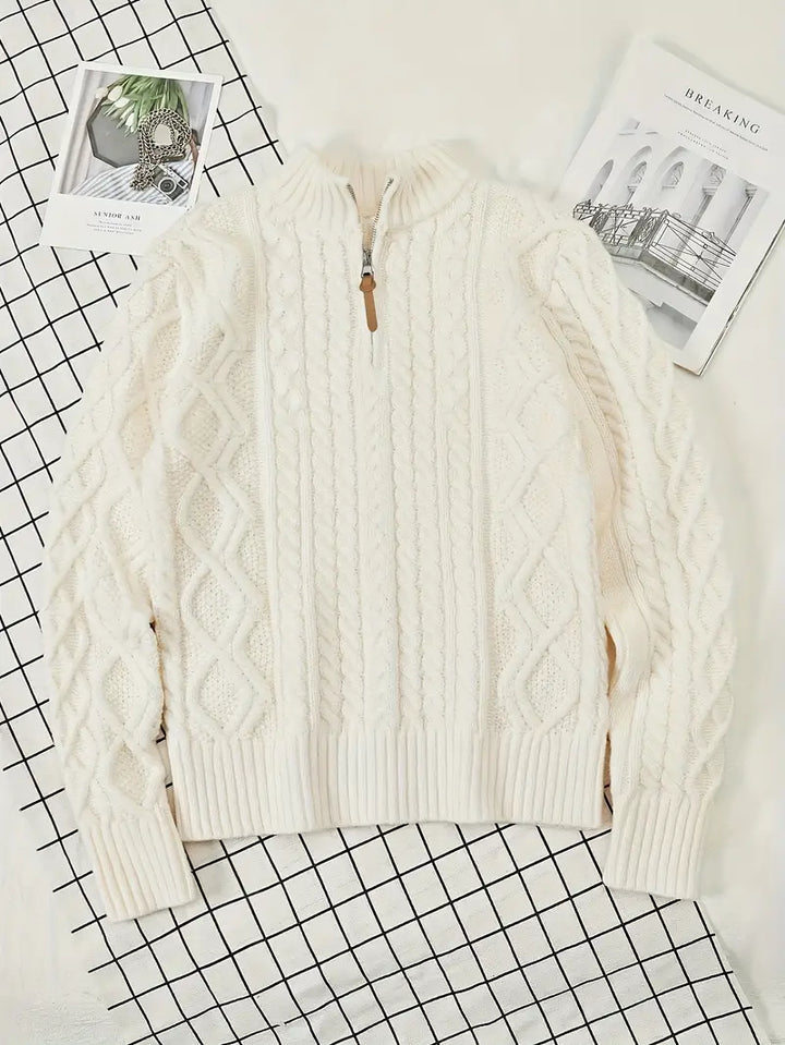 Rabada - Half-Zip Knitted Sweater With Stand-Up Collar