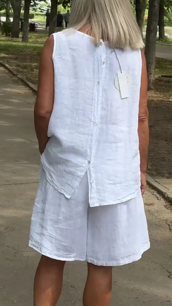 Jileana - Breathable Sleeveless Blouse And Baggy Shorts