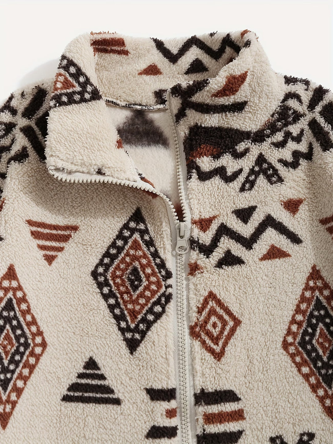 Anelalina - Long Sleeve Geometric Print Jacket