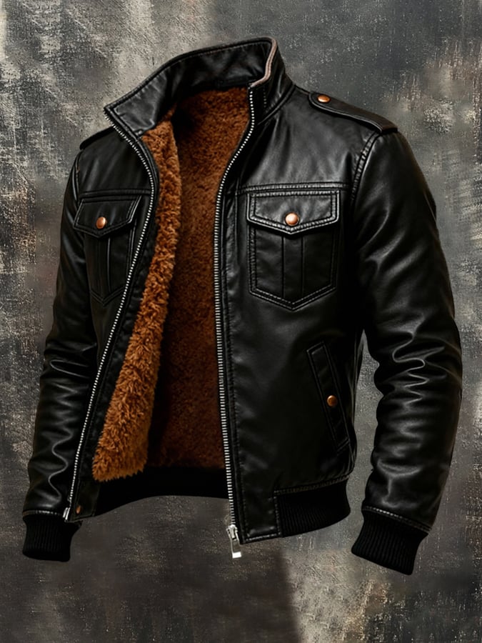 Marek - Soft Leather Jacket With Front Pockets