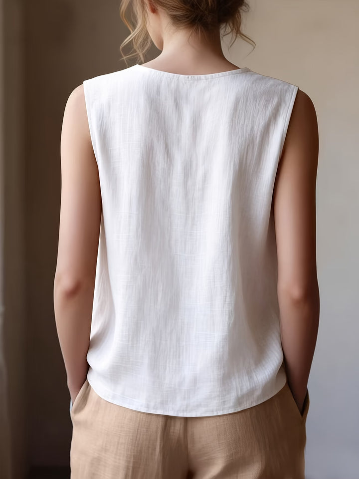 Safiya - Sleeveless Ruffle Neck Blouse