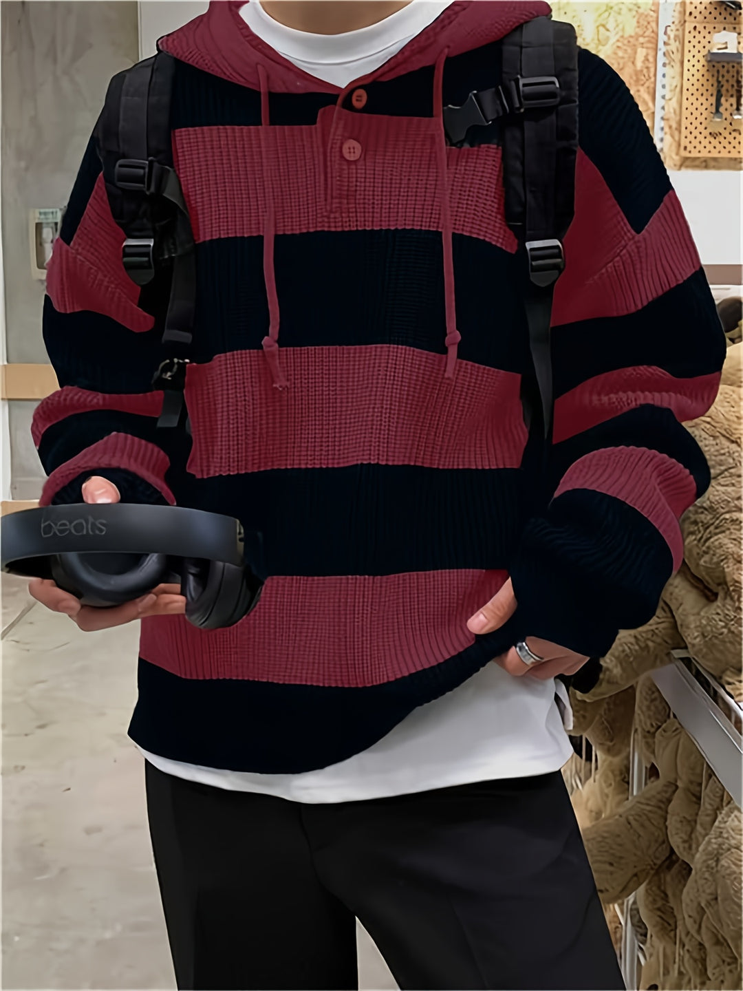 Tenzin - Oversized Striped Knitted Hoodie