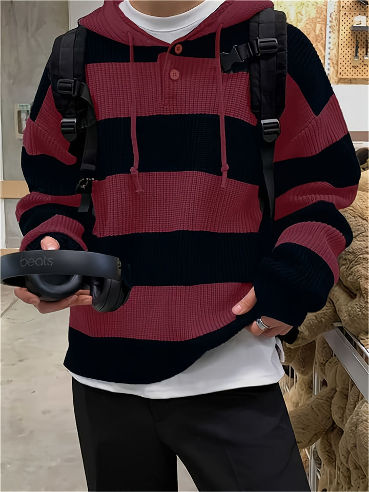 Tenzin - Oversized Striped Knitted Hoodie