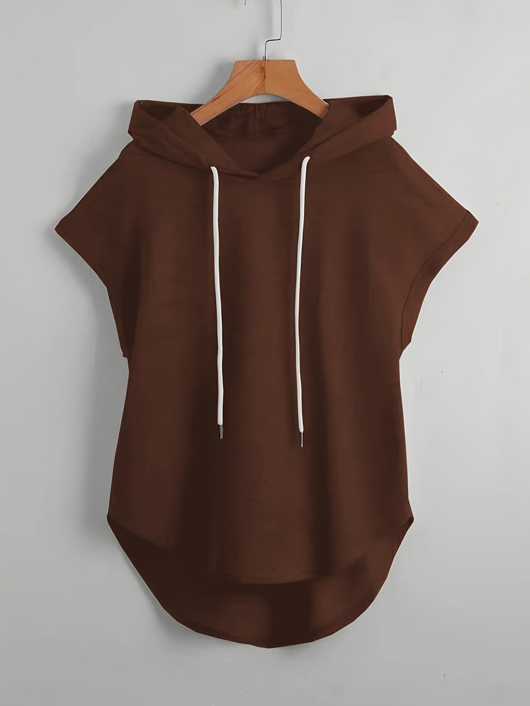 Matthias - Casual Asymmetrical Hem Hooded T-Shirt