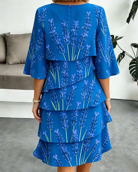Liania - Lavender Print Layered Dress